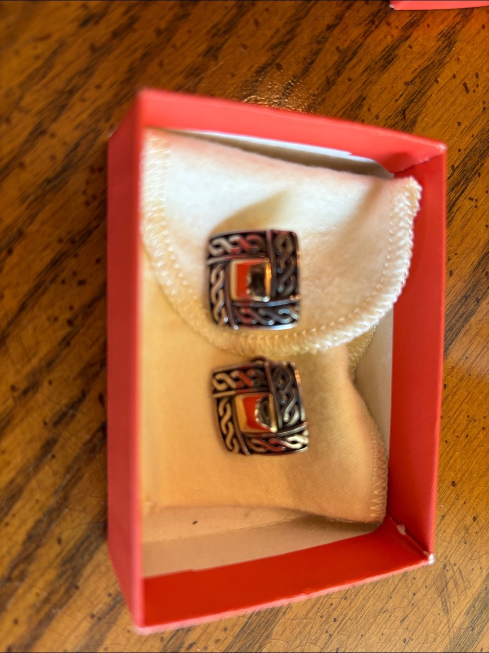 James Avery sterling silver & 14k gold Celtic earrings, French clip back
